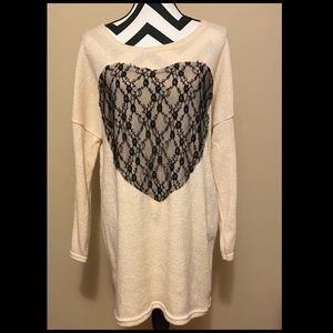 Beige lace panel heart  tunic